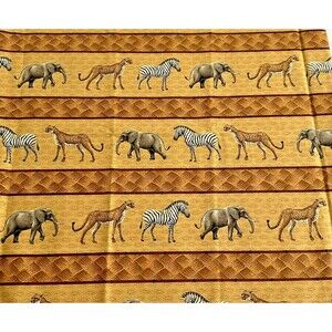 Safari Fabric Cotton Brown Stripes Animals Cranston BTY